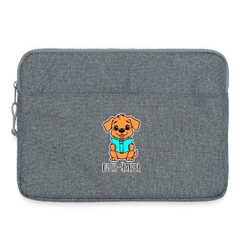 A cute little book-holder dog, so cute!! - Laptop bag 15" - heather grey - Front