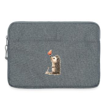 Hérisson et papillon - Sacoche pour ordinateur portable 15 pouces - gris chiné - Devant