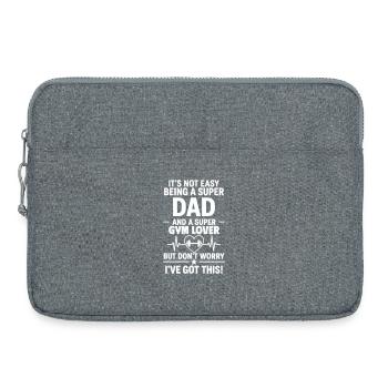 Cœur + Forme physique – Super papa amateur de gym - Sacoche pour ordinateur portable 15 pouces - gris chiné - Devant