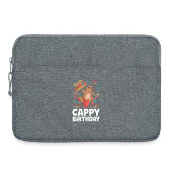 Capybara Anniversaire Cappy Anniversaire Drôle de capy - Sacoche pour ordinateur portable 15 pouces - gris chiné - Devant