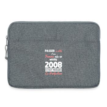18th birthday - Born in March 2008 - Laptop bag 15" - heather grey - Front