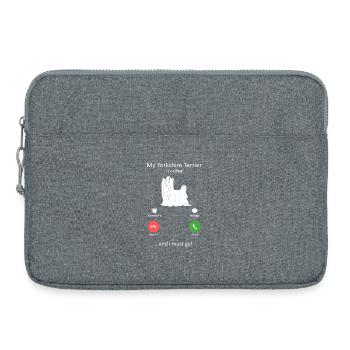 Yorkshire Terrier ruft Hundeliebhaber Telefonbildschirm - Laptoptasche 15" - Grau meliert - Vorne