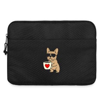 Frenchie Kaffee Flat Design - Laptoptasche 15" - Schwarz - Vorne