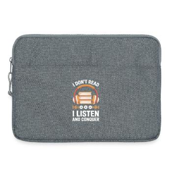 Audiobooks Book Lover Saying Listen And Conquer - Laptop bag 15" - heather grey - Front
