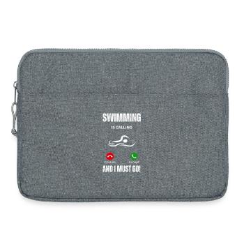 Schwimmen ruft und ich muss gehen - Laptoptasche 15" - Grau meliert - Vorne