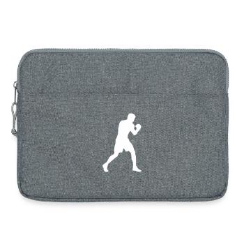 Boxer-Silhouette in Bewegung - Laptoptasche 15" - Grau meliert - Vorne