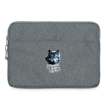 Wolfs Kopf Motivation - Laptoptasche 15" - Grau meliert - Vorne