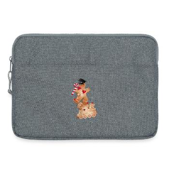 Lebkuchenmann als Lokführer auf der Lebkuchen Lok - Laptoptasche 15" - Grau meliert - Vorne