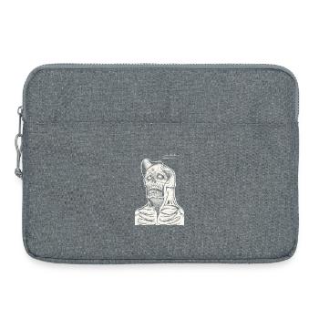 Dessin au trait du sweat à capuche tête de mort - Sacoche pour ordinateur portable 15 pouces - gris chiné - Devant