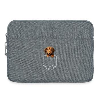 Hund Dackel Dachshund - Laptoptasche 15" - Grau meliert - Vorne