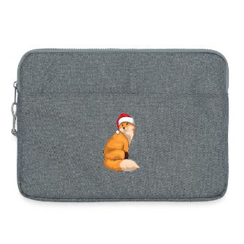 Chapeau de Père Noël renard - Sacoche pour ordinateur portable 15 pouces - gris chiné - Devant