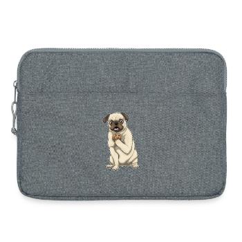 Mops Cookie - Laptoptasche 15" - Grau meliert - Vorne