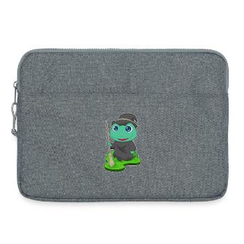 Frosch Hexe Besen - Laptoptasche 15" - Grau meliert - Vorne