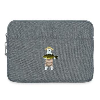 Eisbär Angler Fisch Angeln - Laptoptasche 15" - Grau meliert - Vorne