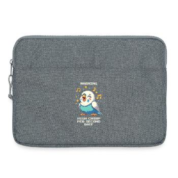 Warnung: Hohe Zwitscherfrequenz | Wellensittich - Laptoptasche 15" - Grau meliert - Vorne
