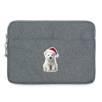 Petit ours glace avec un chapeau de Père Noël - Sacoche pour ordinateur portable 15 pouces - gris chiné - Devant