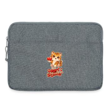 Chat doux au cœur – Je brise les cœurs - Sacoche pour ordinateur portable 15 pouces - gris chiné - Devant