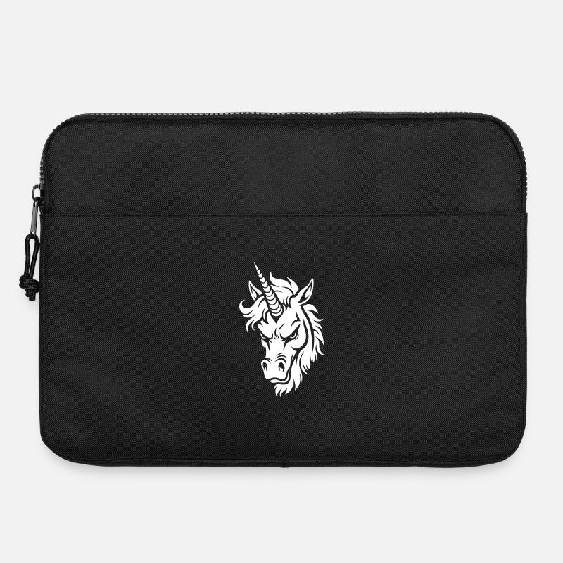 Böses Einhorn – Unicorn Kopf Schwarzweiß - Laptoptasche 15" - Schwarz