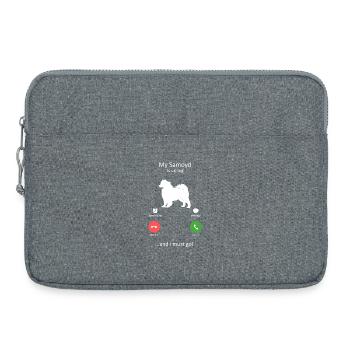 Samoyed Calling Funny Dog Phone Interface - Laptop bag 15" - heather grey - Front