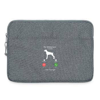 Weimaraner is Calling Funny Dog Lover Phone Screen - Laptop bag 15" - heather grey - Front