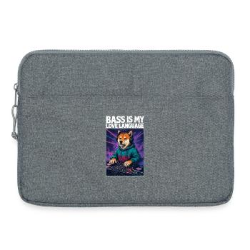 Shiba Inu DJ – Bass Is My Love Language - Laptoptasche 15" - Grau meliert - Vorne