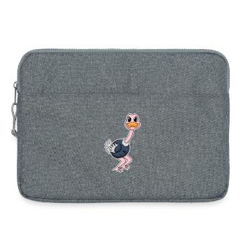 Strauß Motiv Zootiere - Laptoptasche 15" - Grau meliert - Vorne