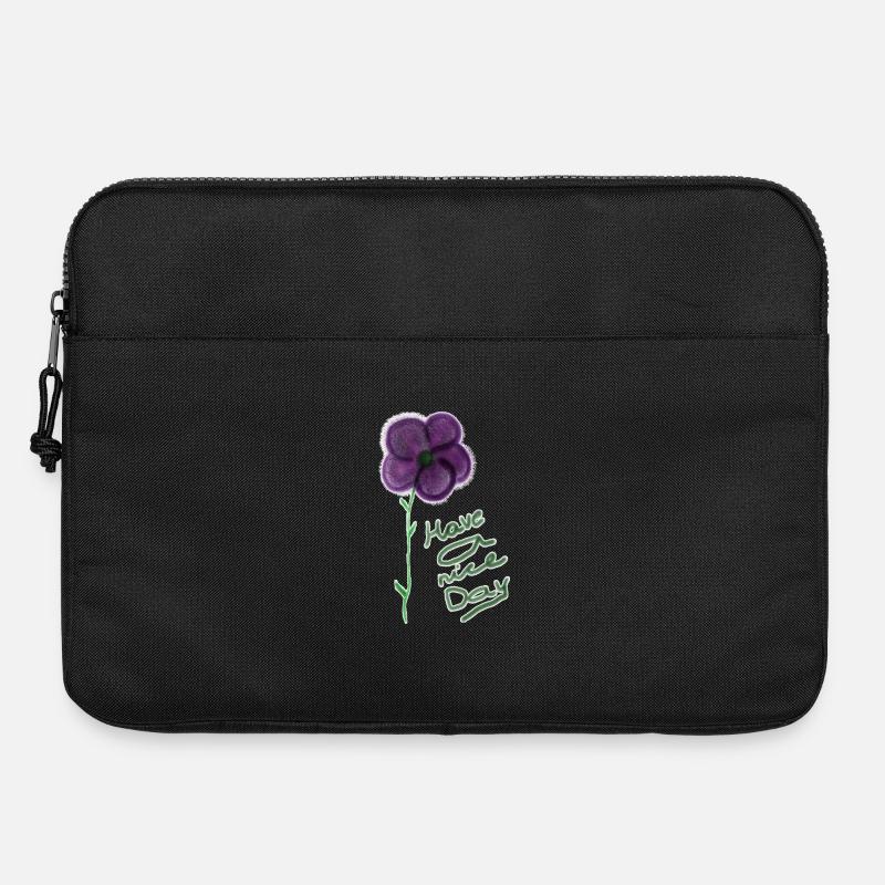 Blumenmotiv mit Handgeschriebenem Gruß - Laptoptasche 15" - Schwarz