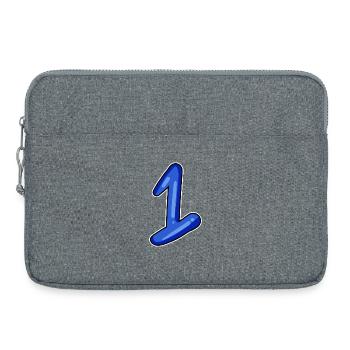 1 blau Nummer Zahl - Laptoptasche 15" - Grau meliert - Vorne