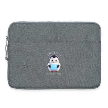 Cute Penguin with Blue Book Finally Schoolchild - Laptop bag 15" - heather grey - Front