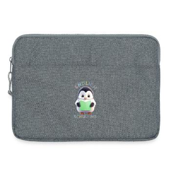 Cute Penguin with Green Book Finally Schoolchild - Laptop bag 15" - heather grey - Front