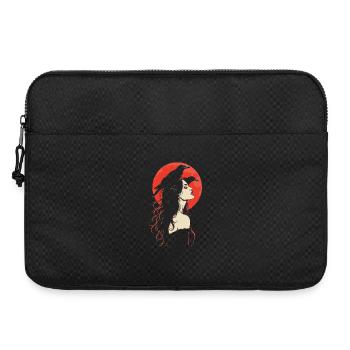 Gotische Frau mit Rabe über dem Roten Mond - Laptoptasche 15" - Schwarz - Vorne