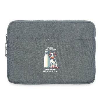 Avantage : Lait infini | Vache & Mama Humour - Sacoche pour ordinateur portable 15 pouces - gris chiné - Devant