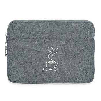 Tea Sketch with Heart Smoke – Romantic Motif - Laptop bag 15" - heather grey - Front