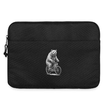 Bear on Bicycle in Monochrome Whimsy - Laptop bag 15" - black - Front