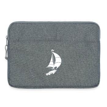 Silhouette minimaliste de voilier sur le lac - Sacoche pour ordinateur portable 15 pouces - gris chiné - Devant