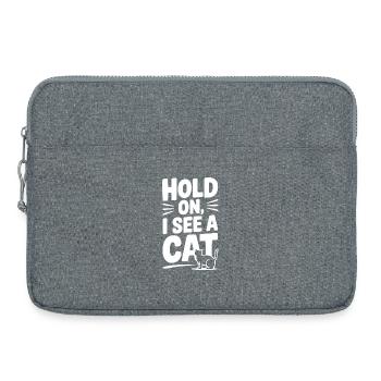 Hold On, I See a Cat - Laptop bag 15" - heather grey - Front