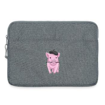Peintre de cochons au pinceau - Sacoche pour ordinateur portable 15 pouces - gris chiné - Devant