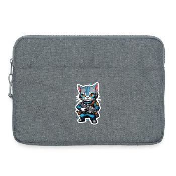 Katzenkrieger mit Hightech-Waffen - Laptoptasche 15" - Grau meliert - Vorne