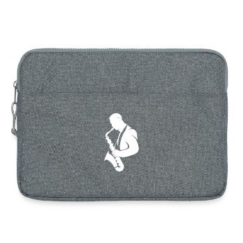 Dessin de saxophoniste - Sacoche pour ordinateur portable 15 pouces - gris chiné - Devant