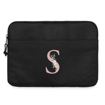 S Monogramme, Floral, Personnalisable - Sacoche pour ordinateur portable 15 pouces - noir - Devant