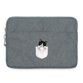 Cat Pocket peeks cute cat in the pocket - Laptop bag 15" - heather grey - Front