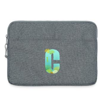 Récif de corail C lettre Design bleu vert Turquoise - Sacoche pour ordinateur portable 15 pouces - gris chiné - Devant