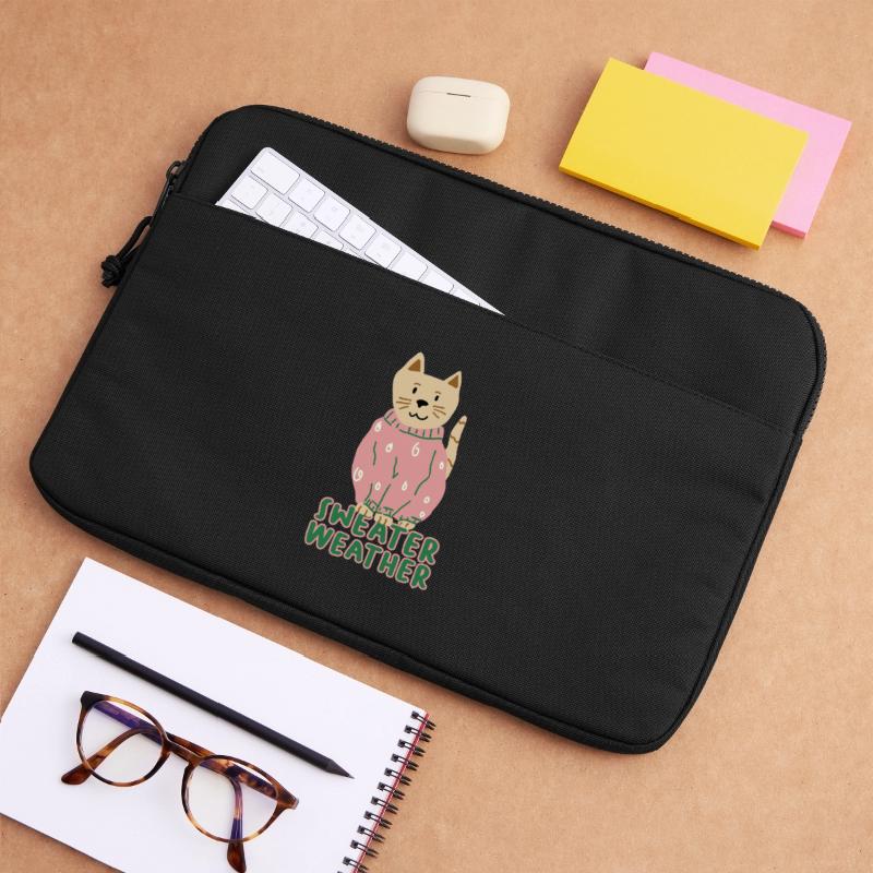 Chat en pull rose – Temps de pull Sacoche pour ordinateur portable 15 pouces
