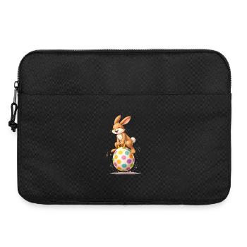 Happy Easter bunny on colorful bouncy Easter egg - Laptop bag 15" - black - Front