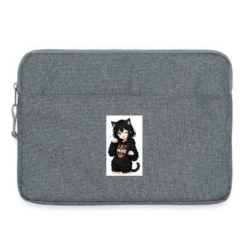 Héroïne Hoodie Mode Chat - Sacoche pour ordinateur portable 15 pouces - gris chiné - Devant