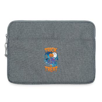 Halloween Süßes oder Saures Kürbis Fahrrad - Laptoptasche 15" - Grau meliert - Vorne