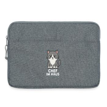 Cat with grumpy expression - Laptop bag 15" - heather grey - Front