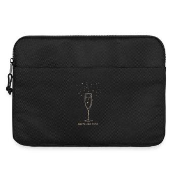 Sektglas mit Sternen und Neujahrsgruß. - Laptoptasche 15" - Schwarz - Vorne