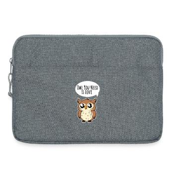Owl you need is LOVE! Sagt die niedliche Eule - Laptoptasche 15" - Grau meliert - Vorne
