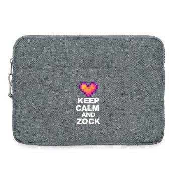 KEEP CALM AND ZOCK! 8 BIT LIEBE RETRO GESCHENK w - Laptoptasche 15" - Grau meliert - Vorne
